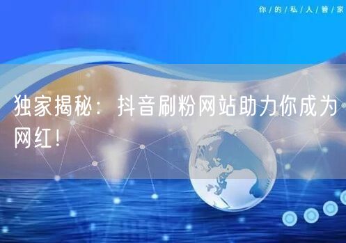 独家揭秘:抖音刷粉网站助力你成为网红!