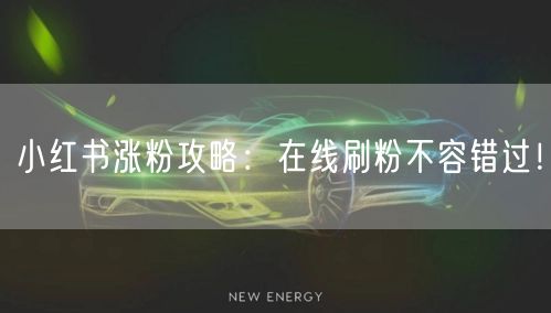 小红书涨粉攻略:在线刷粉不容错过!