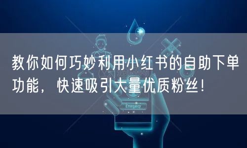 教你如何巧妙利用小红书的自助下单功能,快速吸引大量优质粉丝!