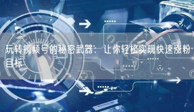 玩转视频号的秘密武器：让你轻松实现快速涨粉目标
