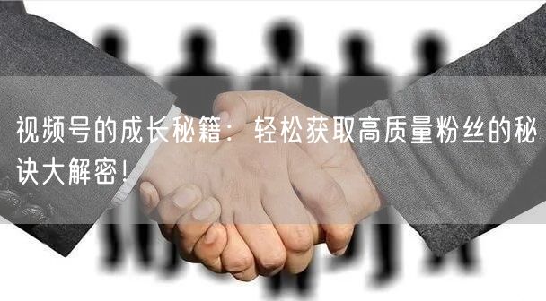 视频号的成长秘籍：轻松获取高质量粉丝的秘诀大解密！